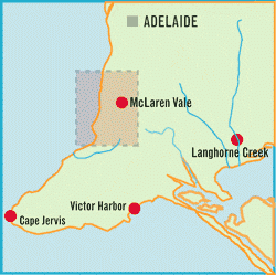 McLaren Vale SA Wine region map